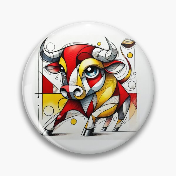 Item preview, Brave Little Bull. Adorable cubist design with the colors of the Spanish flag. designed and sold by FusiTink.