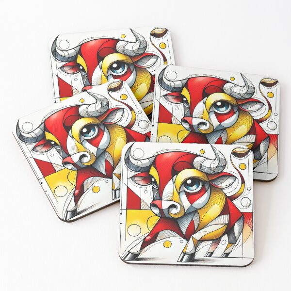 Item preview, Brave Little Bull. Adorable cubist design with the colors of the Spanish flag. designed and sold by FusiTink.