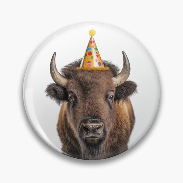 Item preview, Funny Bison Wearing Birthday Party Hat designed and sold by LazyOwlStore.
