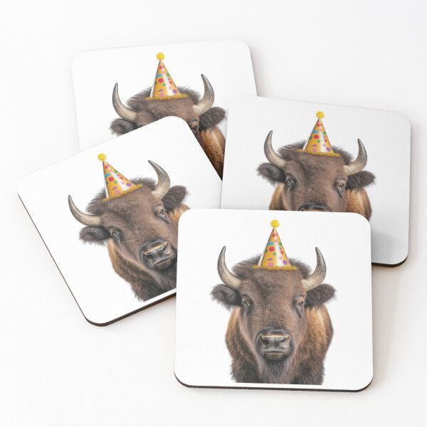 Item preview, Funny Bison Wearing Birthday Party Hat designed and sold by LazyOwlStore.