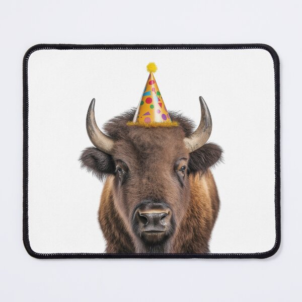 Item preview, Funny Bison Wearing Birthday Party Hat designed and sold by LazyOwlStore.