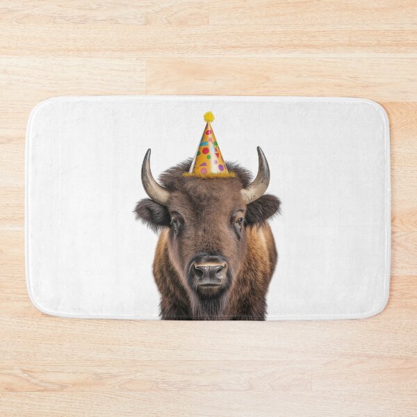 Item preview, Funny Bison Wearing Birthday Party Hat designed and sold by LazyOwlStore.