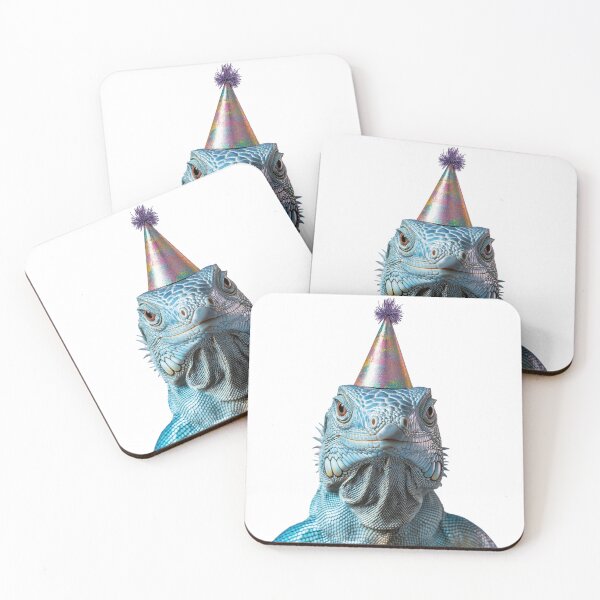 Item preview, Funny Blue Iguana Wearing Birthday Party Hat designed and sold by LazyOwlStore.