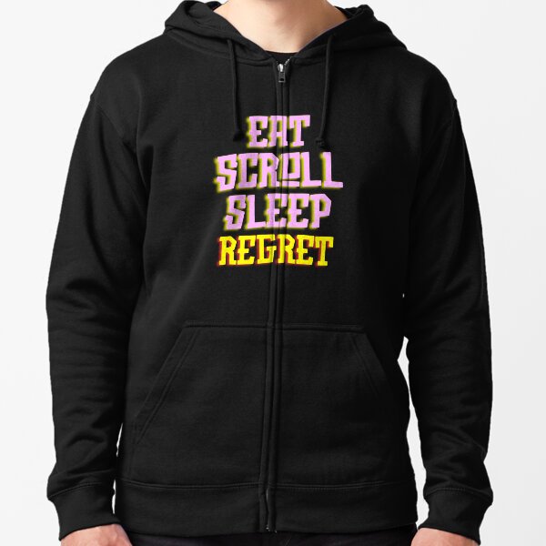 Aperçu de l'œuvre Mange Scroll Dors Regrette créée et vendue par tshirts.click.