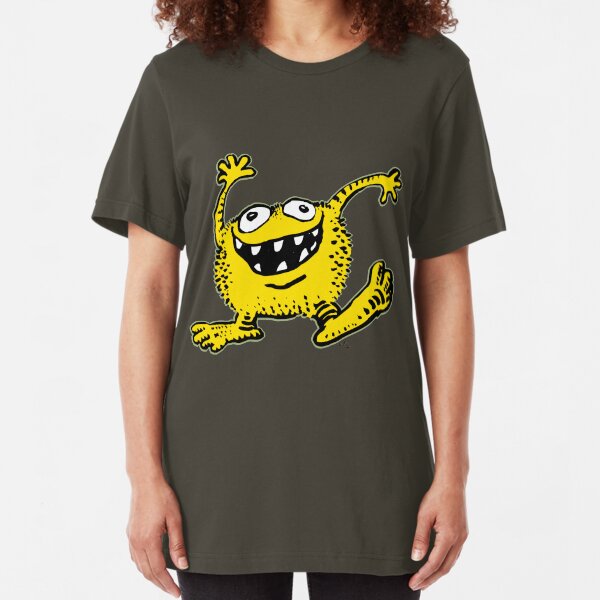 Cute Cartoon Yellow Monster by Cheerful Madness!! Slim Fit T-Shirt