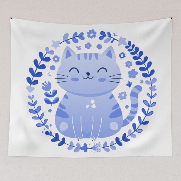 Item preview, Blue Cute Smiley Cat designed and sold by elliebart.