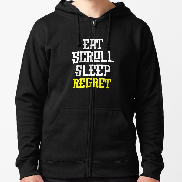 Aperçu de l'œuvre Mange Scroll Dors Regrette créée et vendue par tshirts.click.