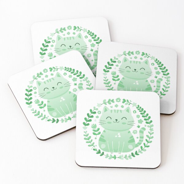 Item preview, Green Cute Smiley Cat designed and sold by elliebart.