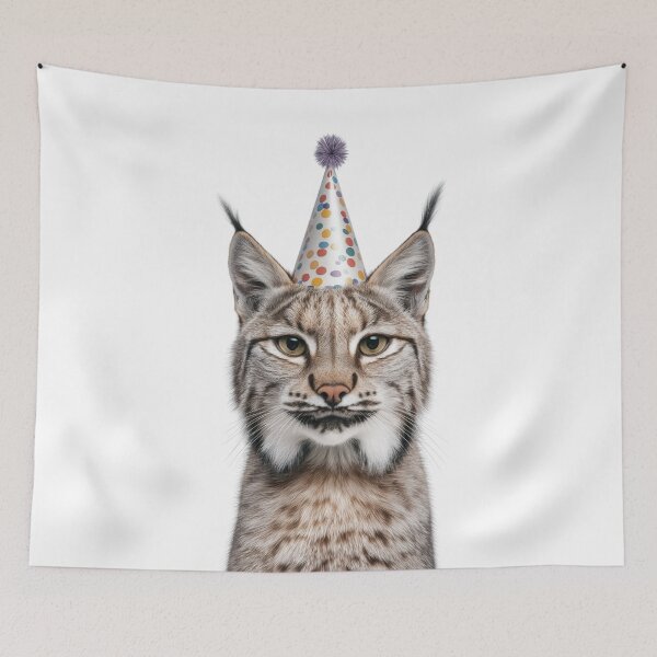 Item preview, Funny Bobcat Wearing Birthday Party Hat designed and sold by LazyOwlStore.