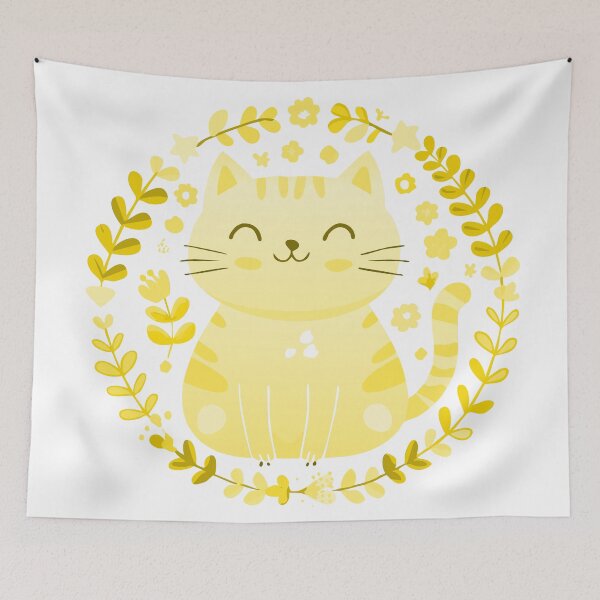 Item preview, Yellow Cute Smiley Cat designed and sold by elliebart.