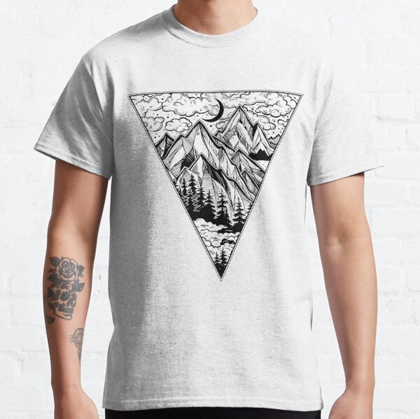 Mens Graphic Tees Triangle and Pines Nature Tshirt Men Screen