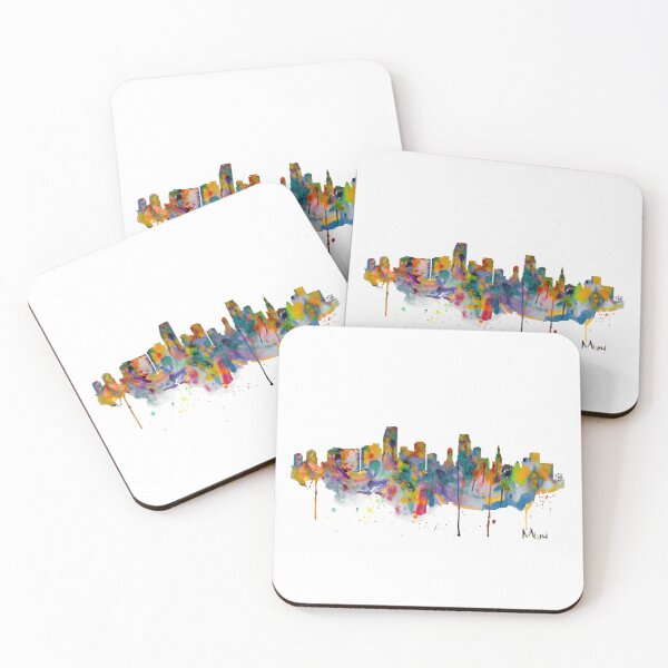 Item preview, Miami Skyline Splash – Colorful Abstract Cityscape designed and sold by caracatita75.