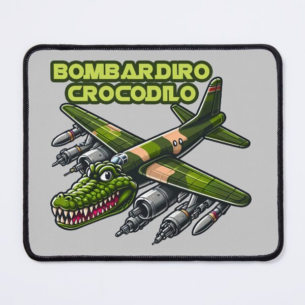 Item preview, Bombardiro Crocodilo with name text - cartoon crocodile fusion with a military bomber plane  designed and sold by EmeraldeaArt.