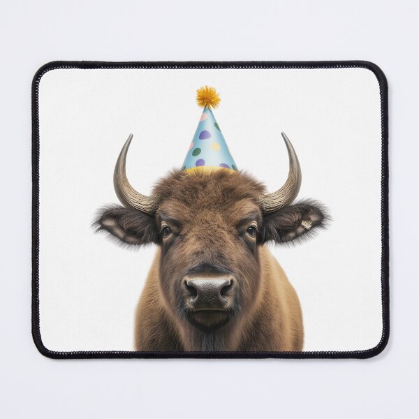 Item preview, Funny Buffalo Wearing Birthday Party Hat designed and sold by LazyOwlStore.