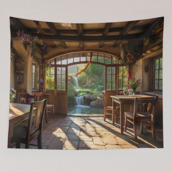 Item preview, Magical Waterside Tavern Among Blossoms designed and sold by BlareBlare.
