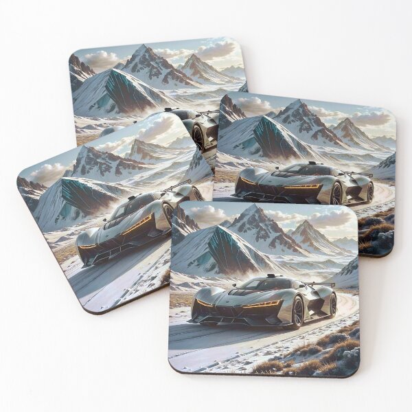Item preview, Futuristic Car In Snowy Mountain Landscape designed and sold by Ink Art Design.