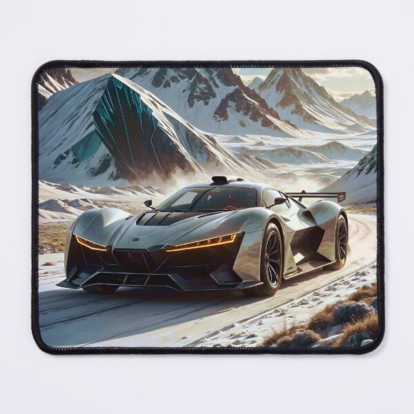 Item preview, Futuristic Car In Snowy Mountain Landscape designed and sold by Ink Art Design.