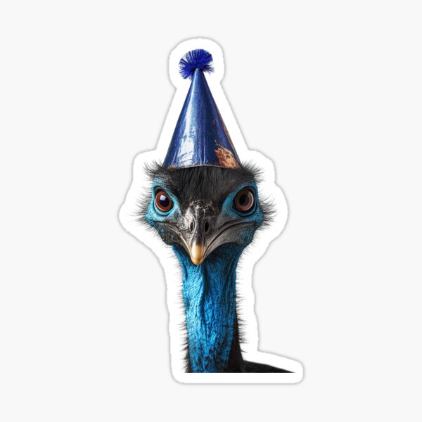 Item preview, Funny Cassowary Wearing Birthday Party Hat designed and sold by LazyOwlStore.