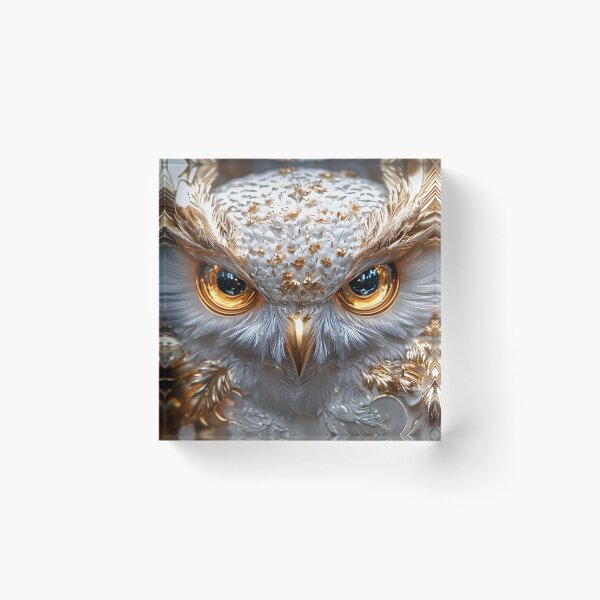 Item preview, Luxurious golden-tinged owl with intricate details. designed and sold by Artessie.