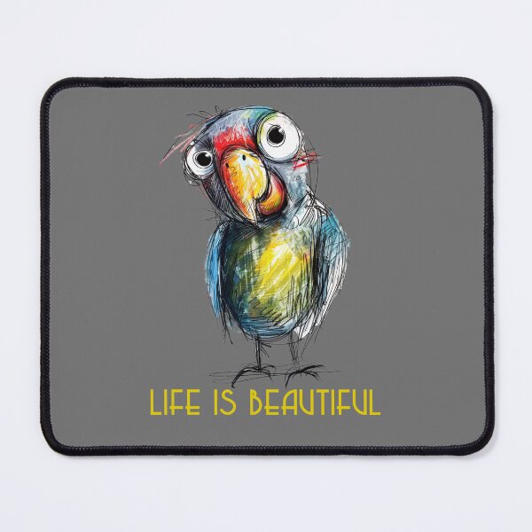 Item preview, Colorful Animal Design – Life is Beautiful – Happy Parrot Motif designed and sold by KolbaVison.
