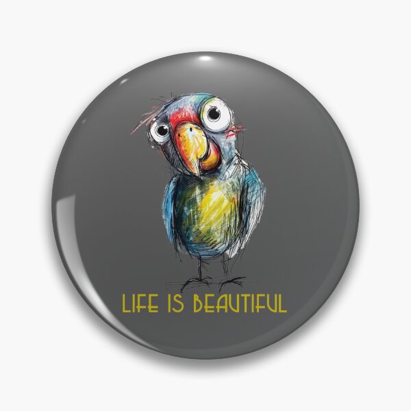 Item preview, Colorful Animal Design – Life is Beautiful – Happy Parrot Motif designed and sold by KolbaVison.