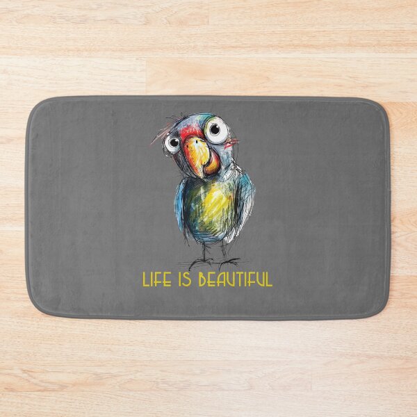 Item preview, Colorful Animal Design – Life is Beautiful – Happy Parrot Motif designed and sold by KolbaVison.