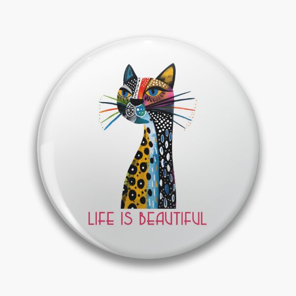 Item preview, Colorful animal design – Life is Beautiful – Happy cat motif designed and sold by KolbaVison.