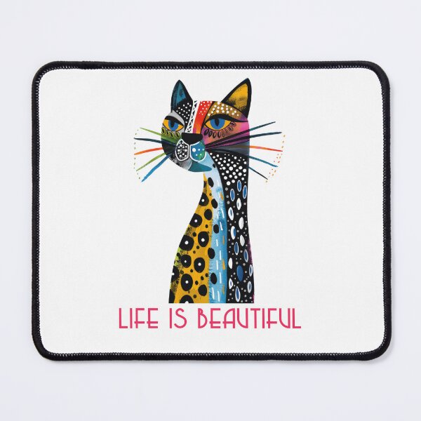 Item preview, Colorful animal design – Life is Beautiful – Happy cat motif designed and sold by KolbaVison.