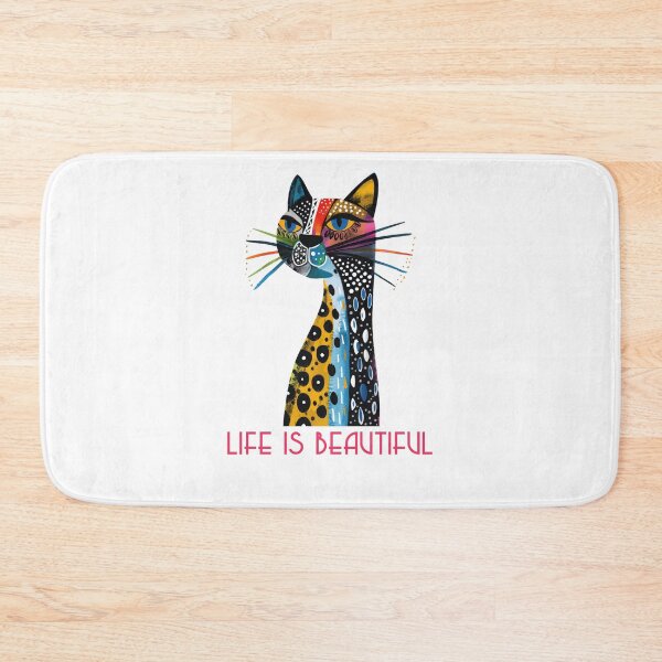 Item preview, Colorful animal design – Life is Beautiful – Happy cat motif designed and sold by KolbaVison.