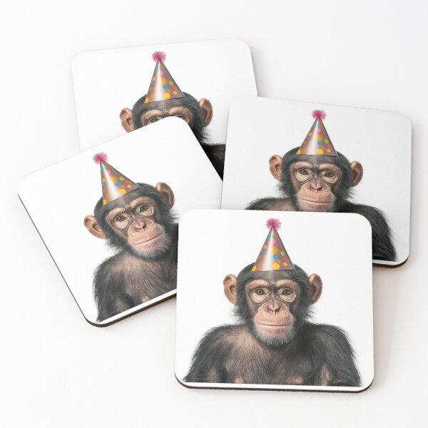 Item preview, Funny Chimpanzee Wearing Birthday Party Hat designed and sold by LazyOwlStore.
