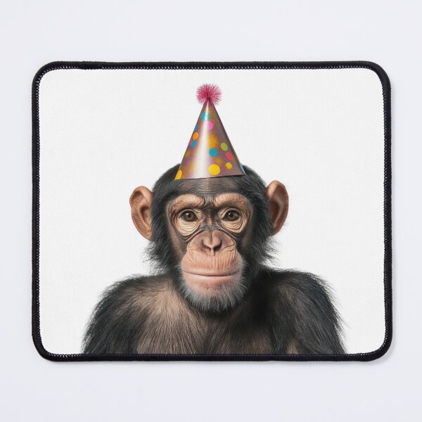 Item preview, Funny Chimpanzee Wearing Birthday Party Hat designed and sold by LazyOwlStore.