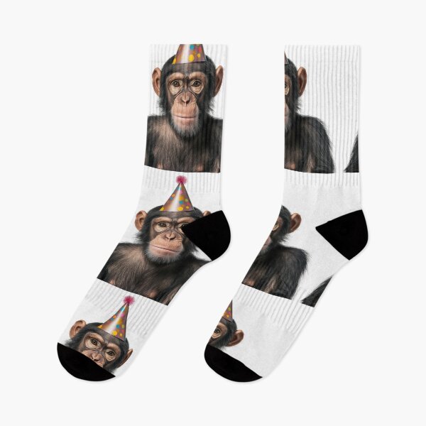 Item preview, Funny Chimpanzee Wearing Birthday Party Hat designed and sold by LazyOwlStore.