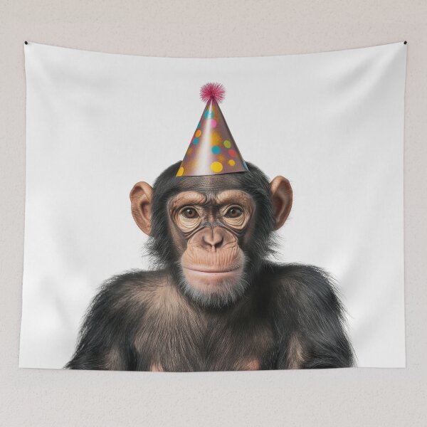 Item preview, Funny Chimpanzee Wearing Birthday Party Hat designed and sold by LazyOwlStore.