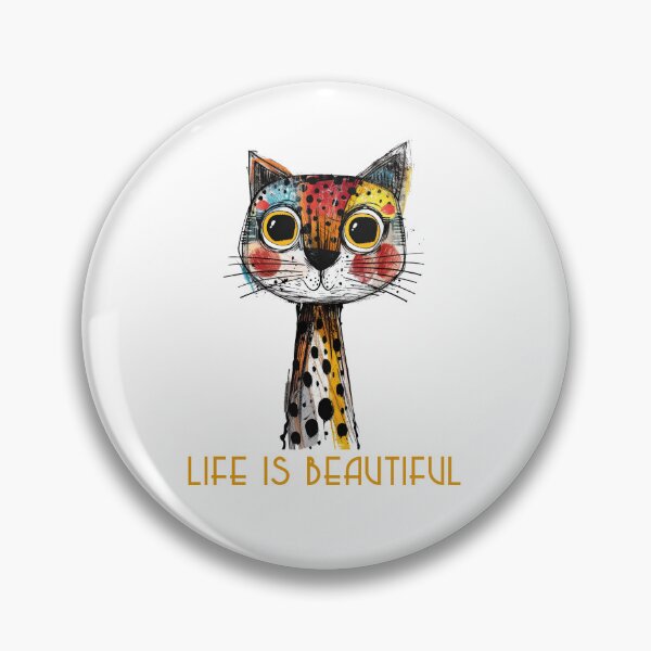 Item preview, Colorful animal design – Life is Beautiful – Happy cat motif designed and sold by KolbaVison.