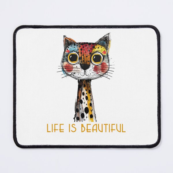 Item preview, Colorful animal design – Life is Beautiful – Happy cat motif designed and sold by KolbaVison.