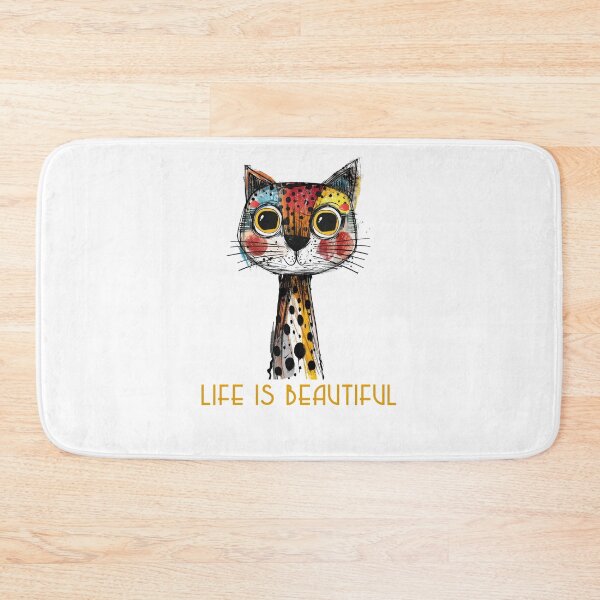Item preview, Colorful animal design – Life is Beautiful – Happy cat motif designed and sold by KolbaVison.