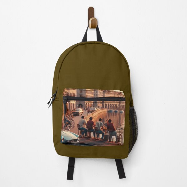 Item preview, Retro 1970s Zurich – AI Artwork Colorful Roadside Café Scene for City Lovers, Travelers, and Vintage Enthusiasts designed and sold by knalpot-design.