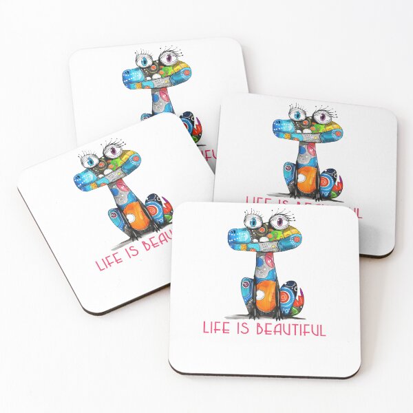 Item preview, Colorful animal design – Life is Beautiful – Happy motif designed and sold by KolbaVison.