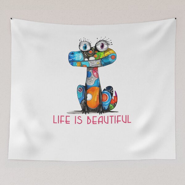 Item preview, Colorful animal design – Life is Beautiful – Happy motif designed and sold by KolbaVison.