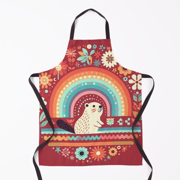 Item preview, Scandinavian Folk Art Beaver – Cosy Forest Animal with Bright Florals by heidiannemorris designed and sold by FOLK ART FUSION by heidiannemorris.