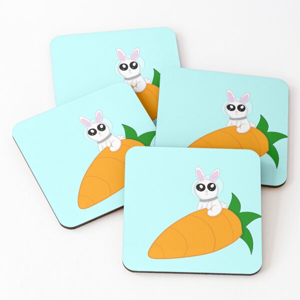 Item preview, Rocket rabbit light blue background designed and sold by CreationsByFey.