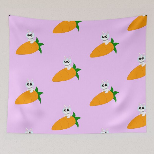 Item preview, Rocket rabbit purple background designed and sold by CreationsByFey.