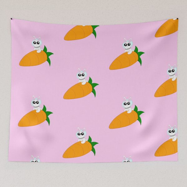 Item preview, Rocket rabbit pink background designed and sold by CreationsByFey.