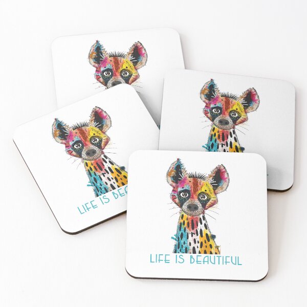Item preview, Colorful Animal Design – Life is Beautiful – Happy Hyena Motif designed and sold by KolbaVison.