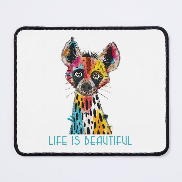 Item preview, Colorful Animal Design – Life is Beautiful – Happy Hyena Motif designed and sold by KolbaVison.