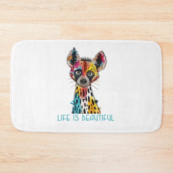Item preview, Colorful Animal Design – Life is Beautiful – Happy Hyena Motif designed and sold by KolbaVison.
