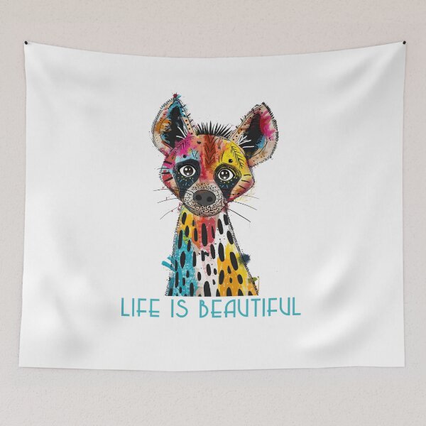 Item preview, Colorful Animal Design – Life is Beautiful – Happy Hyena Motif designed and sold by KolbaVison.