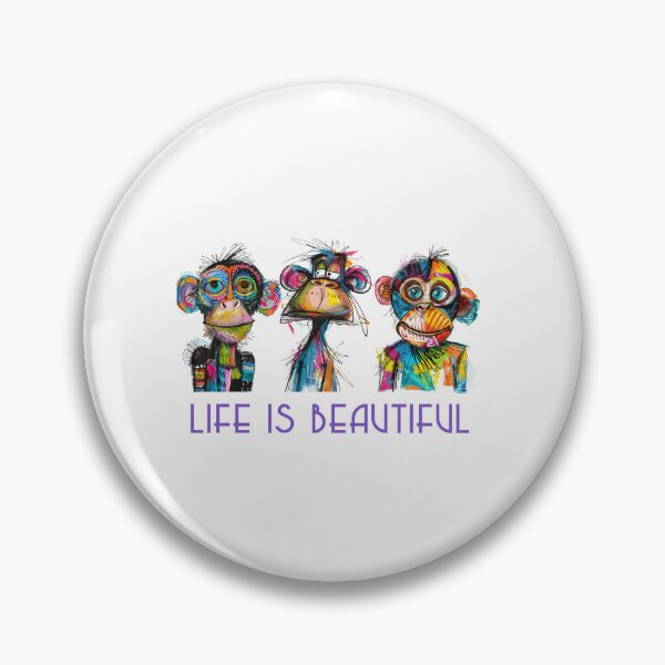 Item preview, Colorful Animal Design – Life is Beautiful – Happy Monkey Motif designed and sold by KolbaVison.