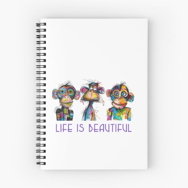 Item preview, Colorful Animal Design – Life is Beautiful – Happy Monkey Motif designed and sold by KolbaVison.