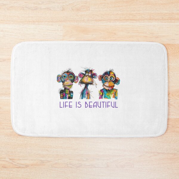 Item preview, Colorful Animal Design – Life is Beautiful – Happy Monkey Motif designed and sold by KolbaVison.